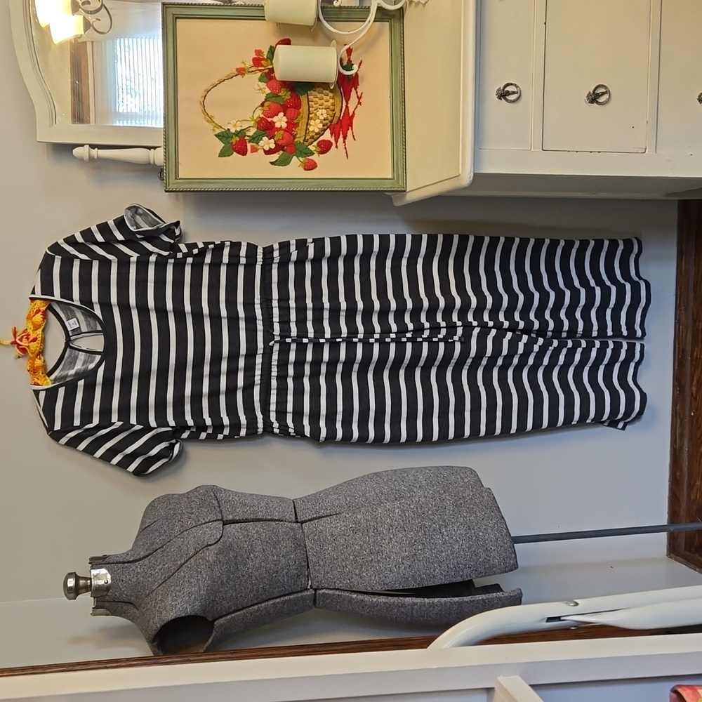 Old Navy Dark Gray Striped Pant Romper